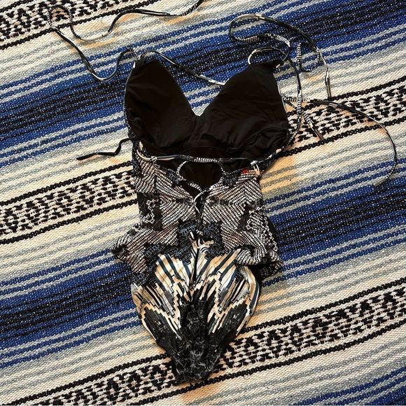 NEW Red Carter Women's Indigo Blues Lace Up One Piece Swimsuit - Picture 6 of 8